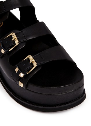 Detail View - Click To Enlarge - ASH - 'Vantage' stud buckle leather platform sandals