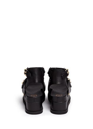 Back View - Click To Enlarge - ASH - 'Vantage' stud buckle leather platform sandals