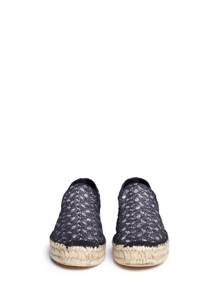 Front View - Click To Enlarge - ASH - 'Xem' crochet glitter flatform espadrilles