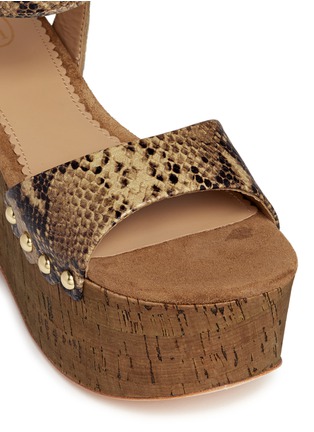 Detail View - Click To Enlarge - ASH - 'Capri Bis' snake effect leather cork platform sandals