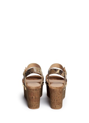 Back View - Click To Enlarge - ASH - 'Capri Bis' snake effect leather cork platform sandals