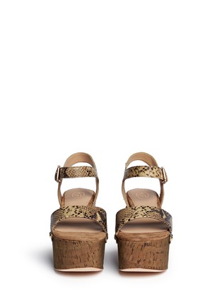 Front View - Click To Enlarge - ASH - 'Capri Bis' snake effect leather cork platform sandals