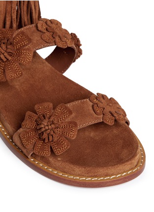 Detail View - Click To Enlarge - ASH - 'Mekita' flower appliqué fringe suede sandals
