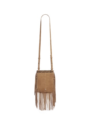Back View - Click To Enlarge - ASH - 'Daisy' perforated stud fringe suede crossbody