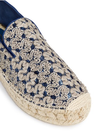 Detail View - Click To Enlarge - ASH - 'Xem' crochet glitter flatform espadrilles