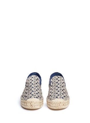 Front View - Click To Enlarge - ASH - 'Xem' crochet glitter flatform espadrilles