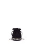 Back View - Click To Enlarge - TOMASINI - Mini mirror plate suede bucket bag