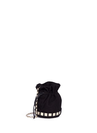 Front View - Click To Enlarge - TOMASINI - Mini mirror plate suede bucket bag