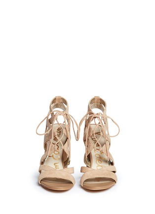 Front View - Click To Enlarge - SAM EDELMAN - 'Yardley' caged suede sandals