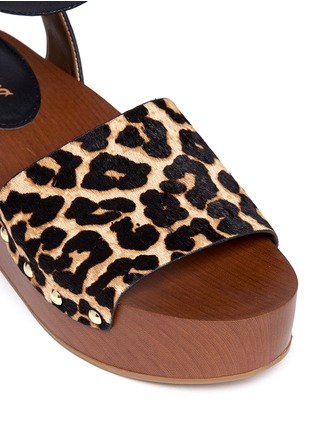 Detail View - Click To Enlarge - SAM EDELMAN - 'Brynn' leopard print calfhair wooden platform sandals