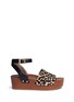 Main View - Click To Enlarge - SAM EDELMAN - 'Brynn' leopard print calfhair wooden platform sandals