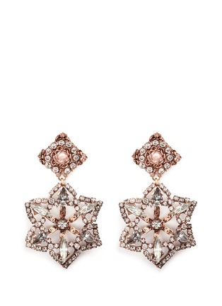 Main View - Click To Enlarge - ERICKSON BEAMON - 'War of the Roses' Swarovski crystal floral drop earrings