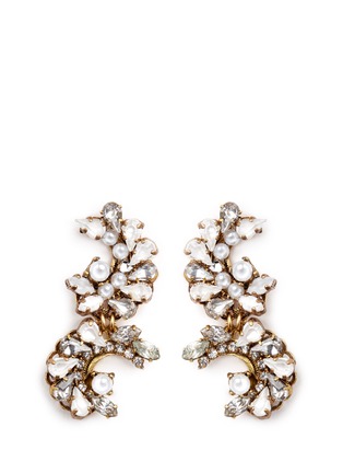 Main View - Click To Enlarge - ERICKSON BEAMON - 'Swan Lake' Swarovski crystal 24k gold plated crescent earrings