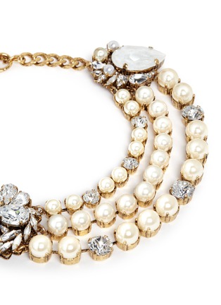 Detail View - Click To Enlarge - ERICKSON BEAMON - 'Swan Lake' tiered faux pearl Swarovski crystal necklace
