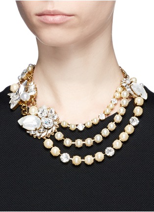 Figure View - Click To Enlarge - ERICKSON BEAMON - 'Swan Lake' tiered faux pearl Swarovski crystal necklace