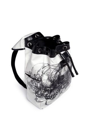 Detail View - Click To Enlarge - ALEXANDER MCQUEEN - 'Multi Skull' sketch print canvas backpack