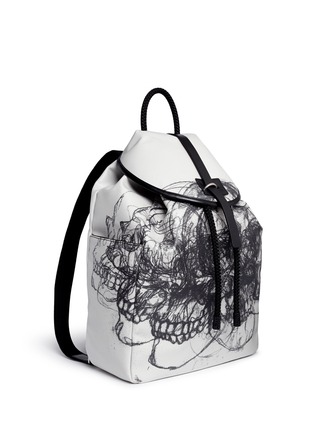 Front View - Click To Enlarge - ALEXANDER MCQUEEN - 'Multi Skull' sketch print canvas backpack