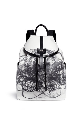 Main View - Click To Enlarge - ALEXANDER MCQUEEN - 'Multi Skull' sketch print canvas backpack