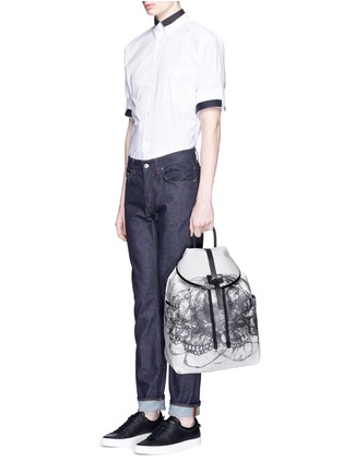 Figure View - Click To Enlarge - ALEXANDER MCQUEEN - 'Multi Skull' sketch print canvas backpack