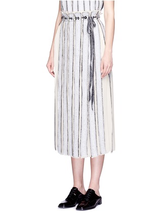 Front View - Click To Enlarge - PROENZA SCHOULER - Needle punch chiffon stripe wrap skirt