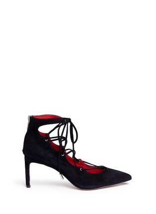 Main View - Click To Enlarge - PEDDER RED - 'Jess' suede lace-up pumps