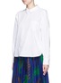 Front View - Click To Enlarge - SACAI - Lace-up back cotton poplin shirt
