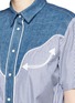 Detail View - Click To Enlarge - SACAI - Denim yoke side split candy stripe shirt dress