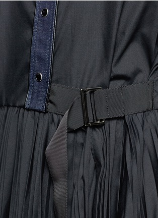 Detail View - Click To Enlarge - SACAI - Denim yoke side split shirt dress