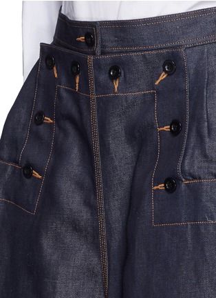Detail View - Click To Enlarge - SACAI - Wide leg cotton-linen denim culottes