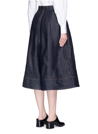 Back View - Click To Enlarge - SACAI - Wide leg cotton-linen denim culottes