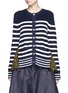 Main View - Click To Enlarge - SACAI - Stripe cotton knit star lace back cardigan