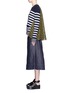 Figure View - Click To Enlarge - SACAI - Stripe cotton knit star lace back cardigan