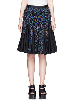 Main View - Click To Enlarge - SACAI - Gridwork bobbin lace flare skirt
