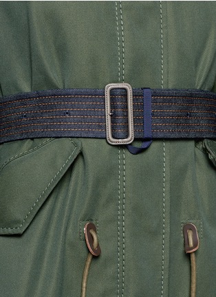 Detail View - Click To Enlarge - SACAI - Denim dress insert Cavalry twill swing coat