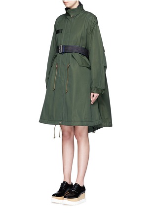 Front View - Click To Enlarge - SACAI - Denim dress insert Cavalry twill swing coat