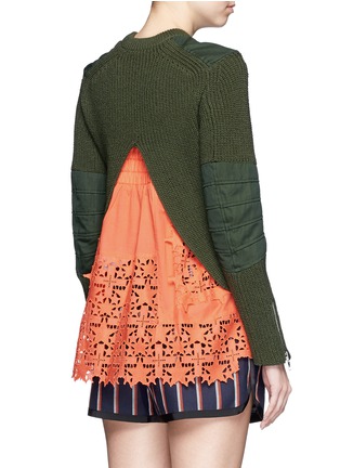 Back View - Click To Enlarge - SACAI - Star lace camisole rib knit sweater set