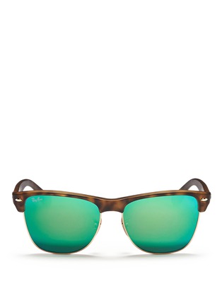 Main View - Click To Enlarge - RAY-BAN - 'Clubmaster Oversized' matte acetate browline mirror sunglasses