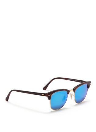 Figure View - Click To Enlarge - RAY-BAN - 'Clubmaster' matte acetate browline mirror sunglasses