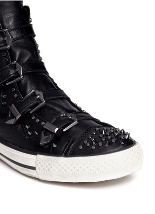 Detail View - Click To Enlarge - ASH - Viking studded metallic leather sneakers