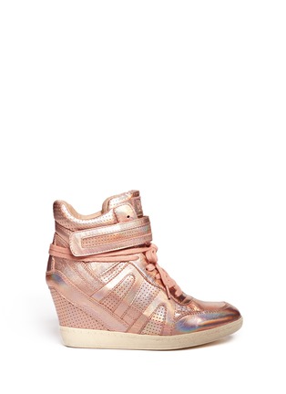 Main View - Click To Enlarge - ASH - 'Beck' metallic leather high-top wedge sneakers
