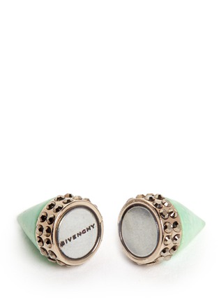 Detail View - Click To Enlarge - GIVENCHY - Small green howlite double cone magnetic earring