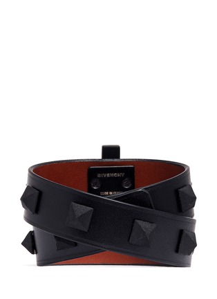 Back View - Click To Enlarge - GIVENCHY - 'Obsedia' drouble wrap leather bracelet