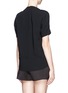 Back View - Click To Enlarge - MO&CO. EDITION 10 - Ruche neckline crepe top