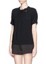 Front View - Click To Enlarge - MO&CO. EDITION 10 - Ruche neckline crepe top
