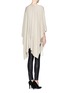 Back View - Click To Enlarge - ARMANI COLLEZIONI - Suede leather fringe shawl