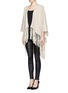 Front View - Click To Enlarge - ARMANI COLLEZIONI - Suede leather fringe shawl