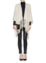 Figure View - Click To Enlarge - ARMANI COLLEZIONI - Suede leather fringe shawl