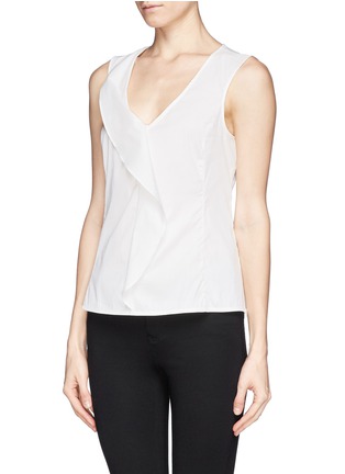 Front View - Click To Enlarge - ARMANI COLLEZIONI - Poplin ruffle sleevesless top