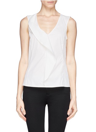 Main View - Click To Enlarge - ARMANI COLLEZIONI - Poplin ruffle sleevesless top
