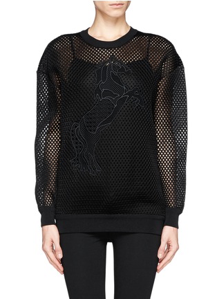 Main View - Click To Enlarge - STELLA MCCARTNEY - Horse embroidery mesh pullover